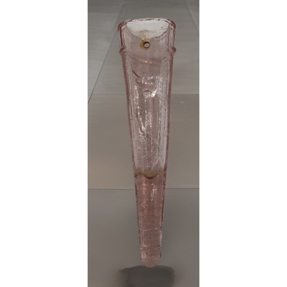 Dugan Pink Glass Wall Pocket Vase Woodpecker Flicker Cone Embossed Bird Motif - Picture 2 of 12